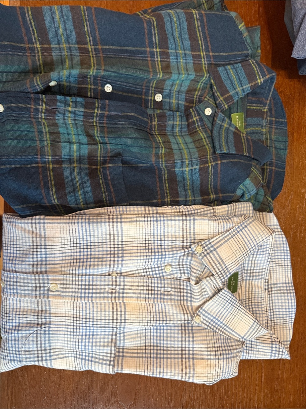 Bundle: 2 Sid Mashburn Men's Plaid Button-Down Shirt - Blue/Green